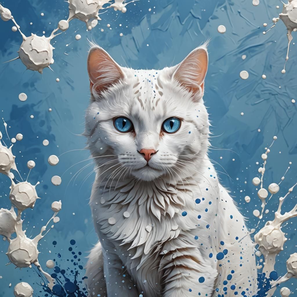 White Cat Acrylic Ai Generated Artwork Nightcafe Creator