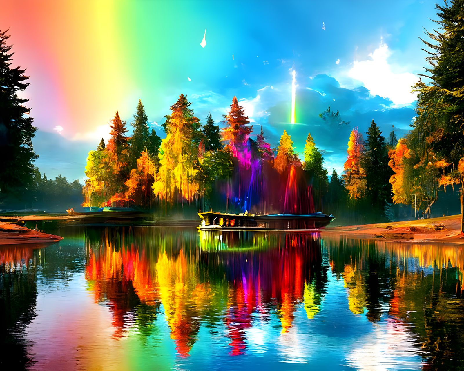 Rainbow Reflection on a Beautiful Lake - Coherent