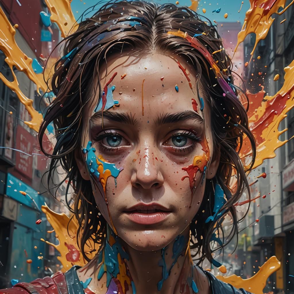 chica pintada de pintura