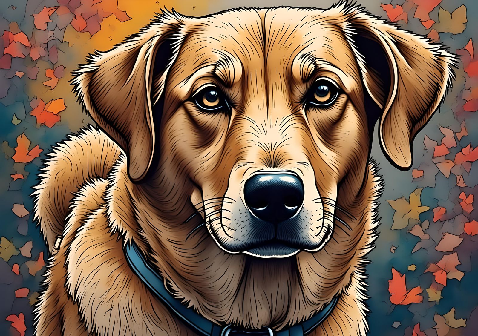  <lora:Peaceful Chaos Flux:1.0> dog, hyperdetailed