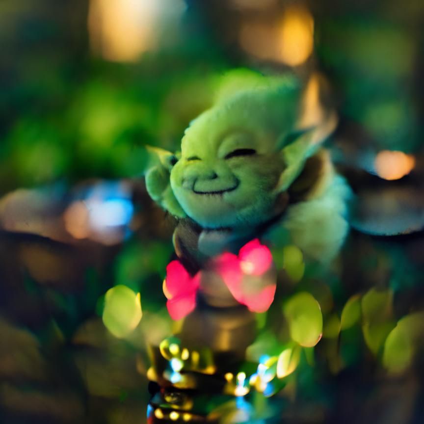 sweet baby yoda smiling bokeh - AI Generated Artwork - NightCafe Creator