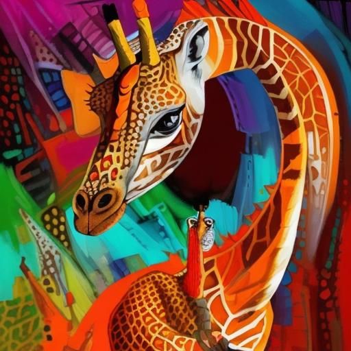 GIRAFE, orange , point, - AI Generated Artwork - NightCafe Creator