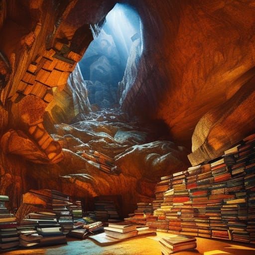 A cave full of books  by @Bambam
