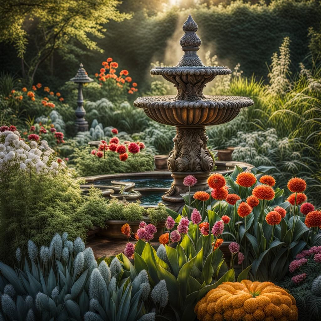 Award-Winning Garden Photograph in Hyperrealistic Style