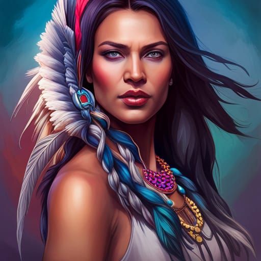 White woman with make-up, pretending to be Native American