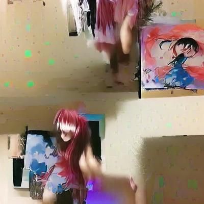 anime girl smiling and dancing