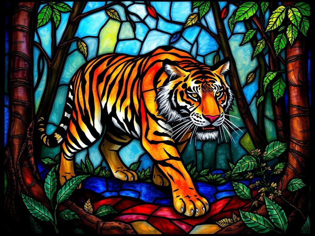 Stained glass tiger  by @Staircase Flash