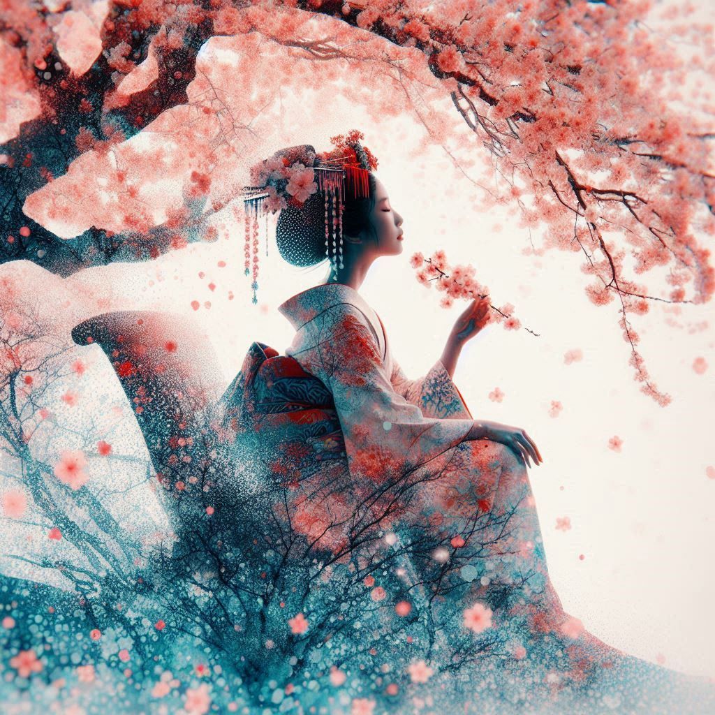 double exposure beautiful fantasy DALL-E 3 portrait landscap...