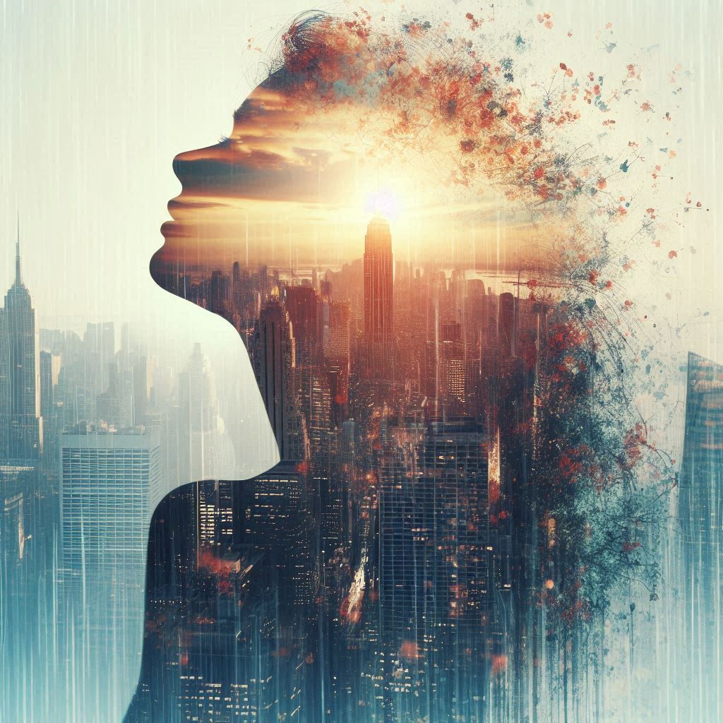 double exposure beautiful fantasy portrait landscape..