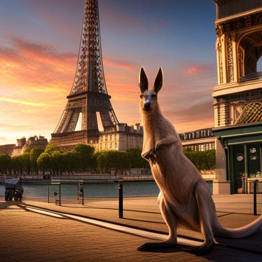 Australian kangaroo visiting Paris