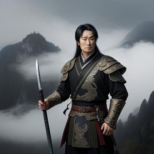 Dugu Jiujian on Misty Peak: Chinese Ink Painting