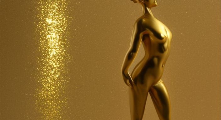 Venus sculpture  covered gold glitter