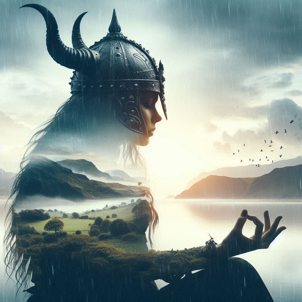 double exposure beautiful fantasy DALL-E 3 portrait landscape..