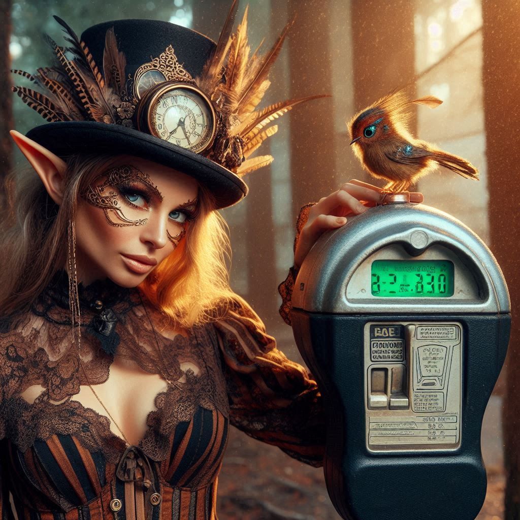 Bird on parking meter