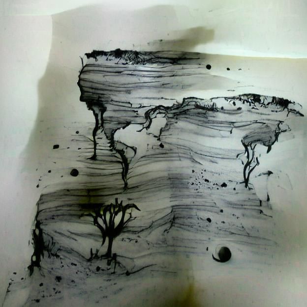 Ink Sketch on paper; deep Earth 