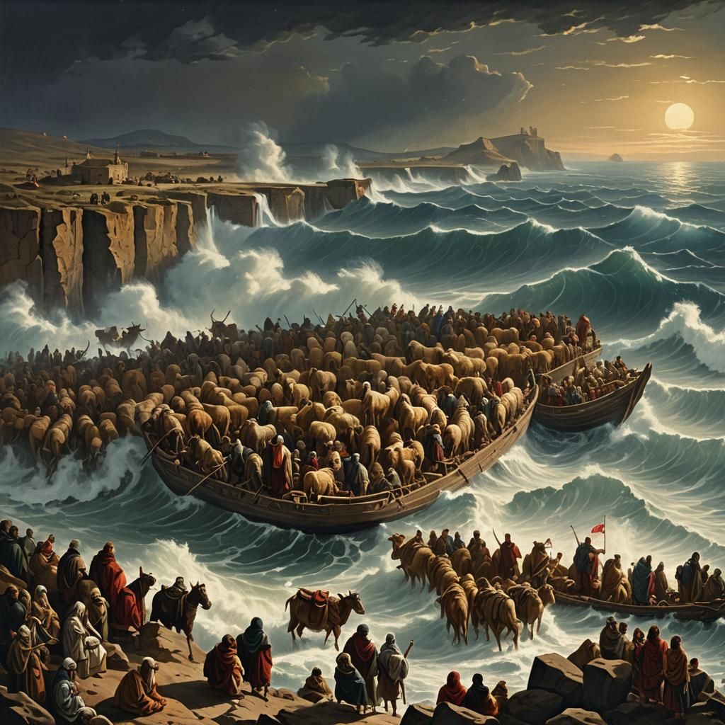 night. Hundreds of biblical families, the Israelites from th...