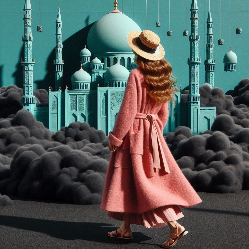 Mosque in black cloud