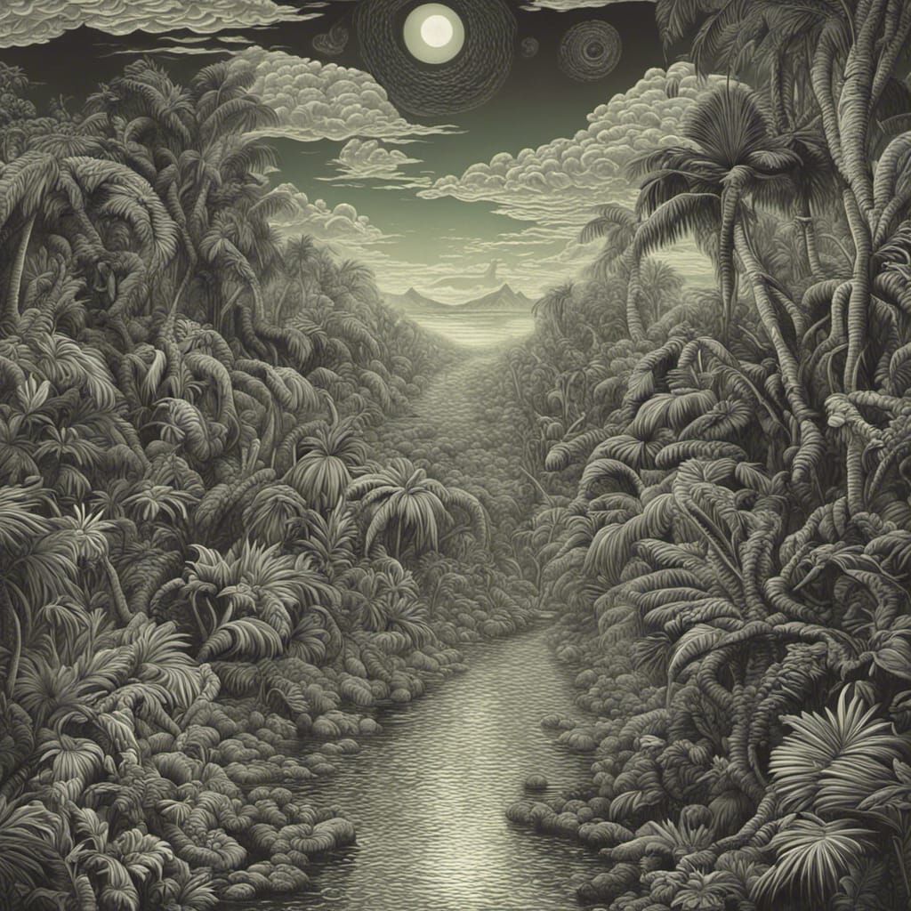 Vibrant Tropical Scene in Pop Art Style