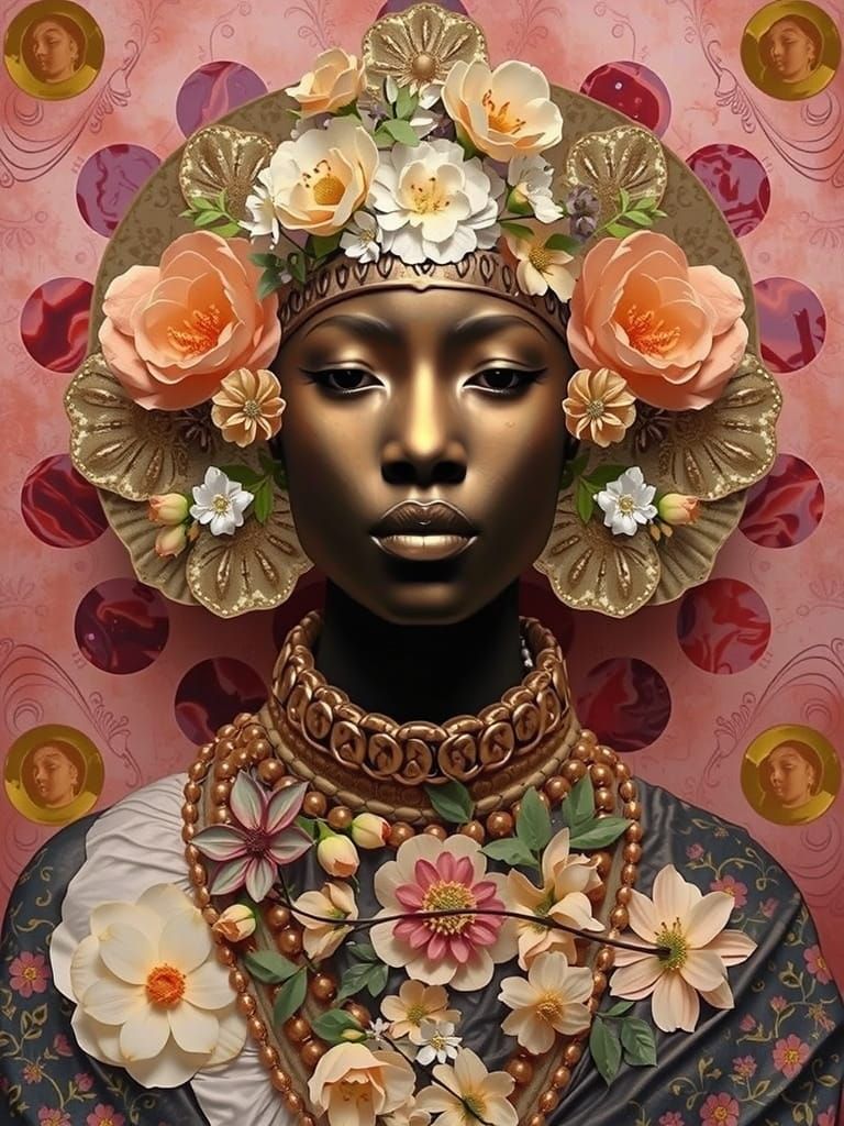 Surreal Portrait, Gustav Klimt, Phyllis Galembo, Goddess Double Exposure, Rhodonite,, Vintage, Op Art, ...  by @BunnyBear 