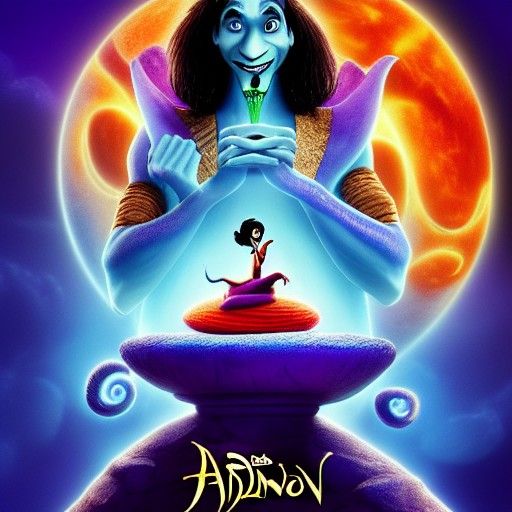 Tim Burton style Aladdin movie poster AI Generated Artwork