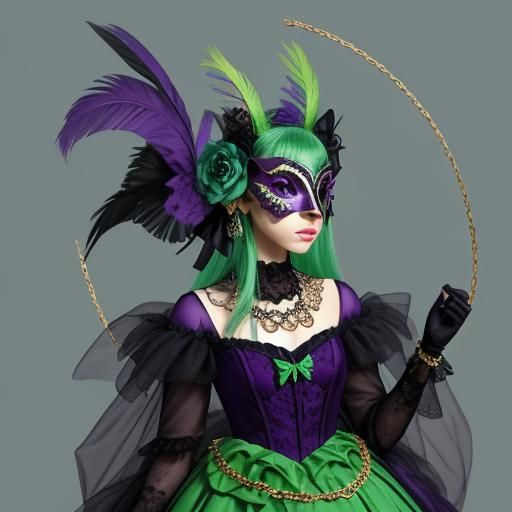 Papillon, Purple and Green Masquerade Costume Design