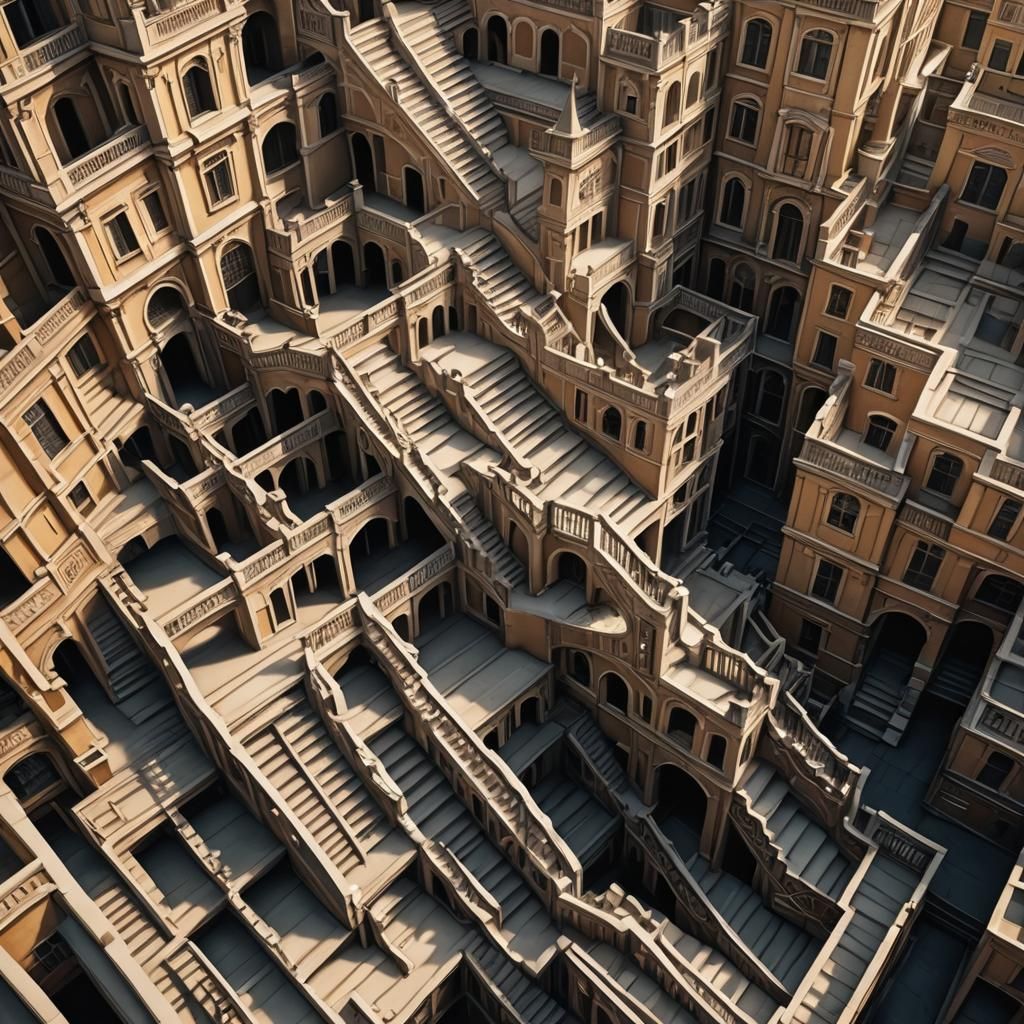 Surreal Endless Staircase Inspired by Escher