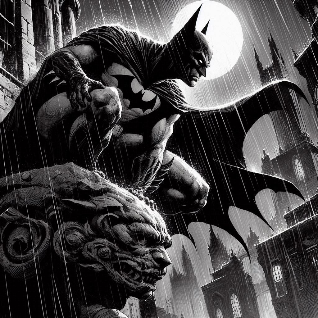 Batman on the gargoyle