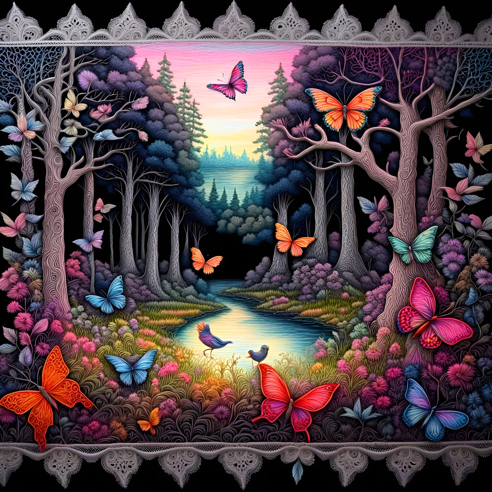 Hyperdetailed Prismatic neon painted on black velvet,  Fanta...