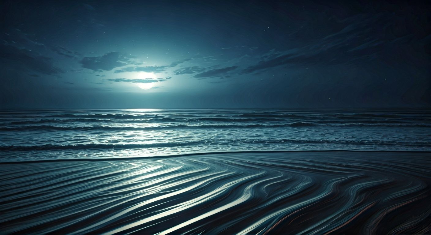 Detailed beach landscape at midnight