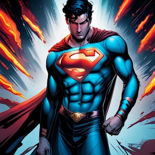 Black blood superman red eyes fire