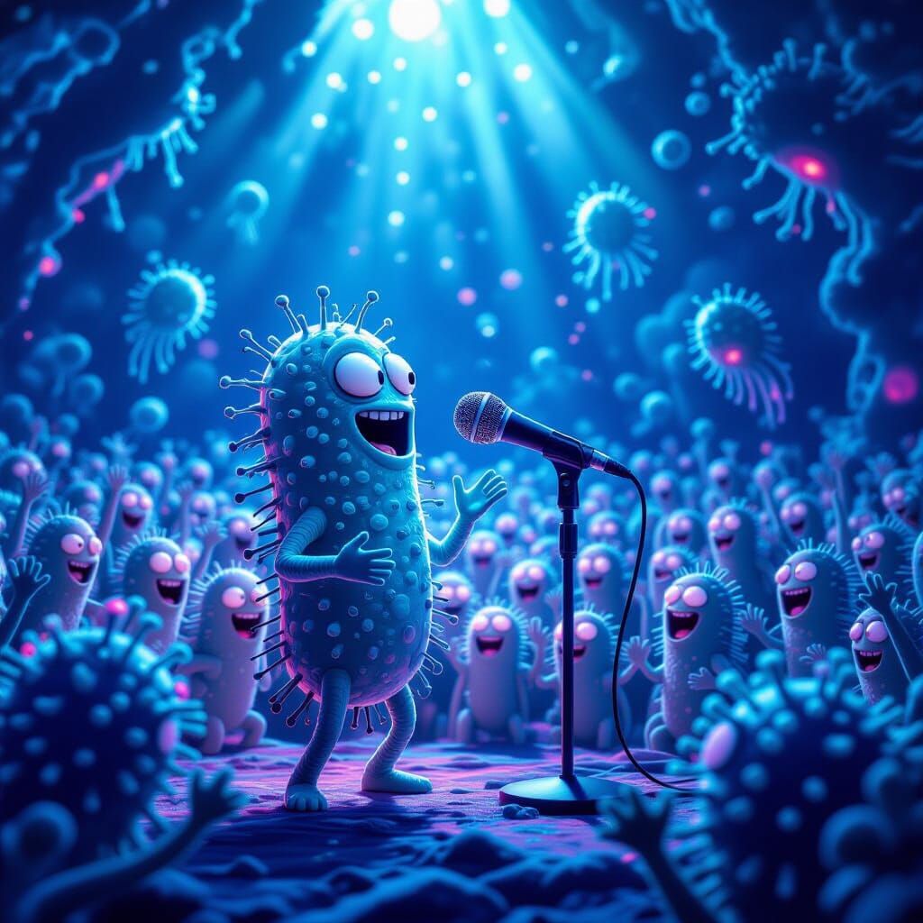 Bacterium Rockstar Sings to Cheering Crowd in Alien World