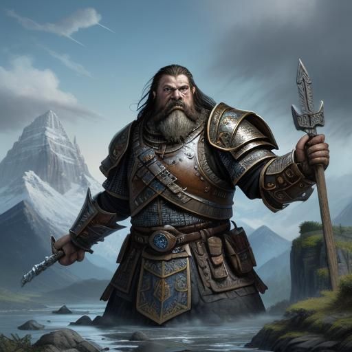 A proud Dwarf warrior. 
majestic. monumental. fierce. atmosp...