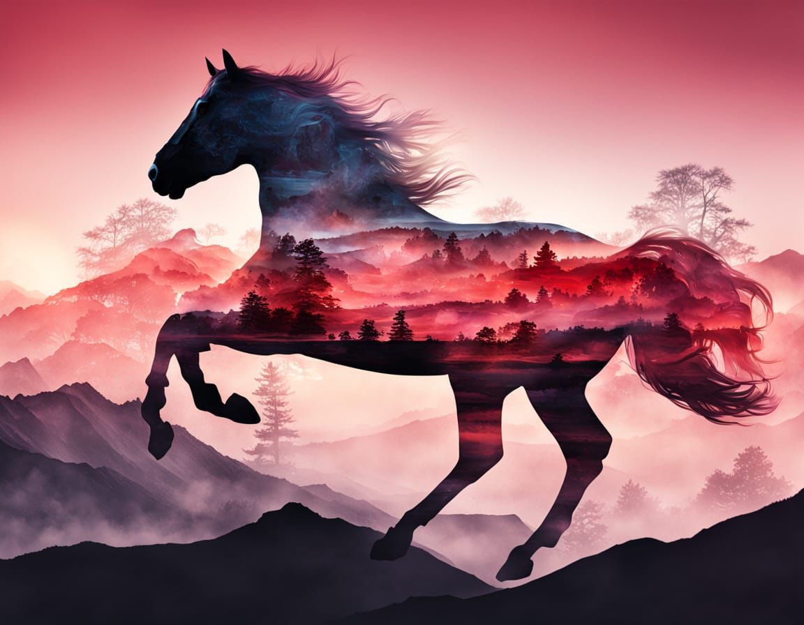 Ford Mustang GT Racing Smokey Horse Mountain Sunset