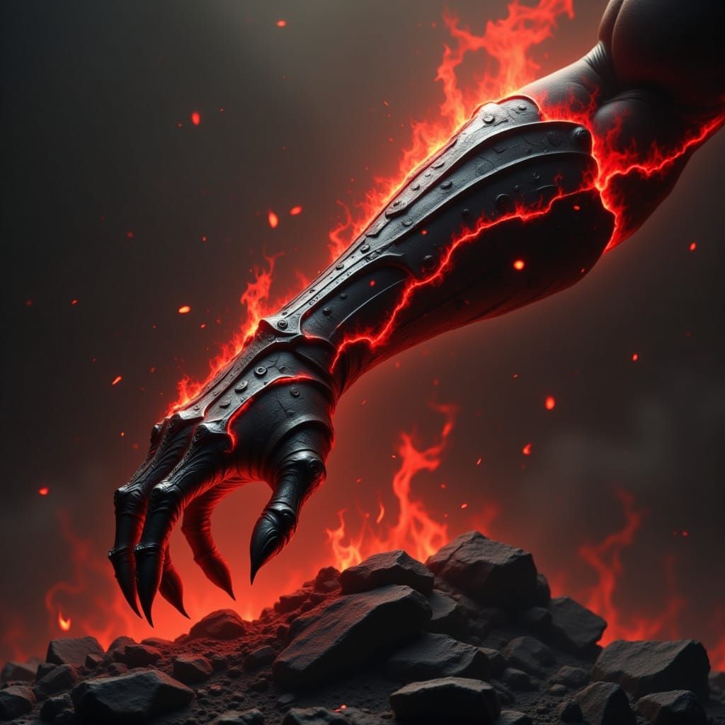 Glowing Red Steel Gauntlet on Alien Altar