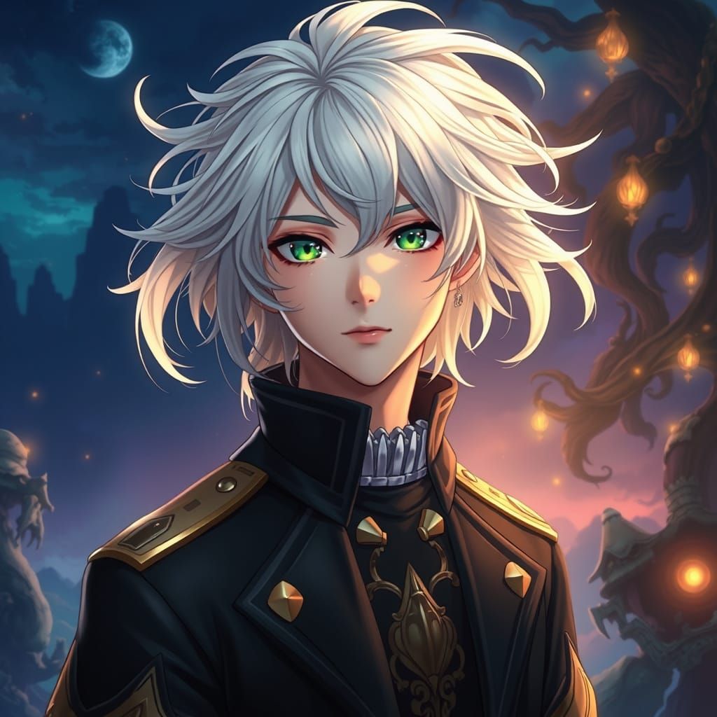 Elegant Anime Fantasy Hero in High-Realism Style