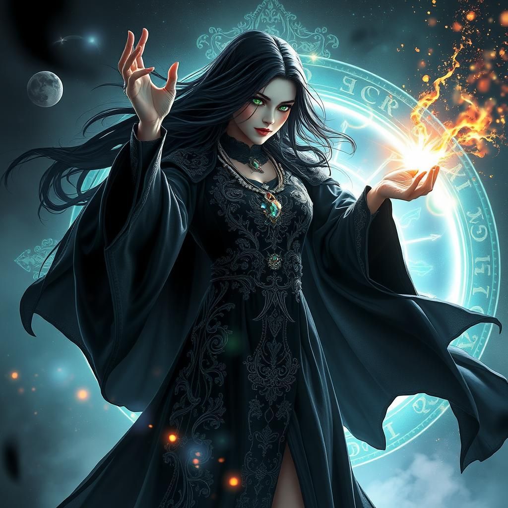 Ethereal Witch Unleashing Magic Spell