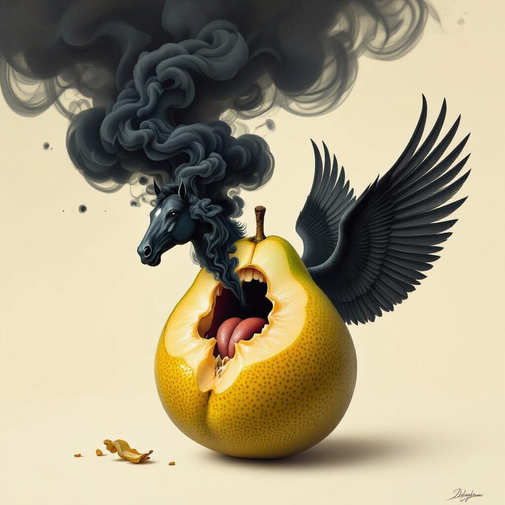 Surreal Etrog Births Mythical Smoke Creature as Dalí Paintin...