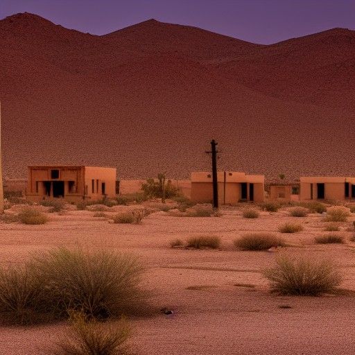 desert ghost town at dusk