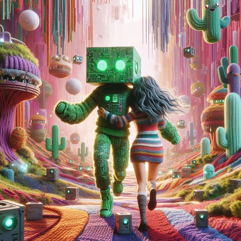 Couple running together from a place full of traps set (version 11)