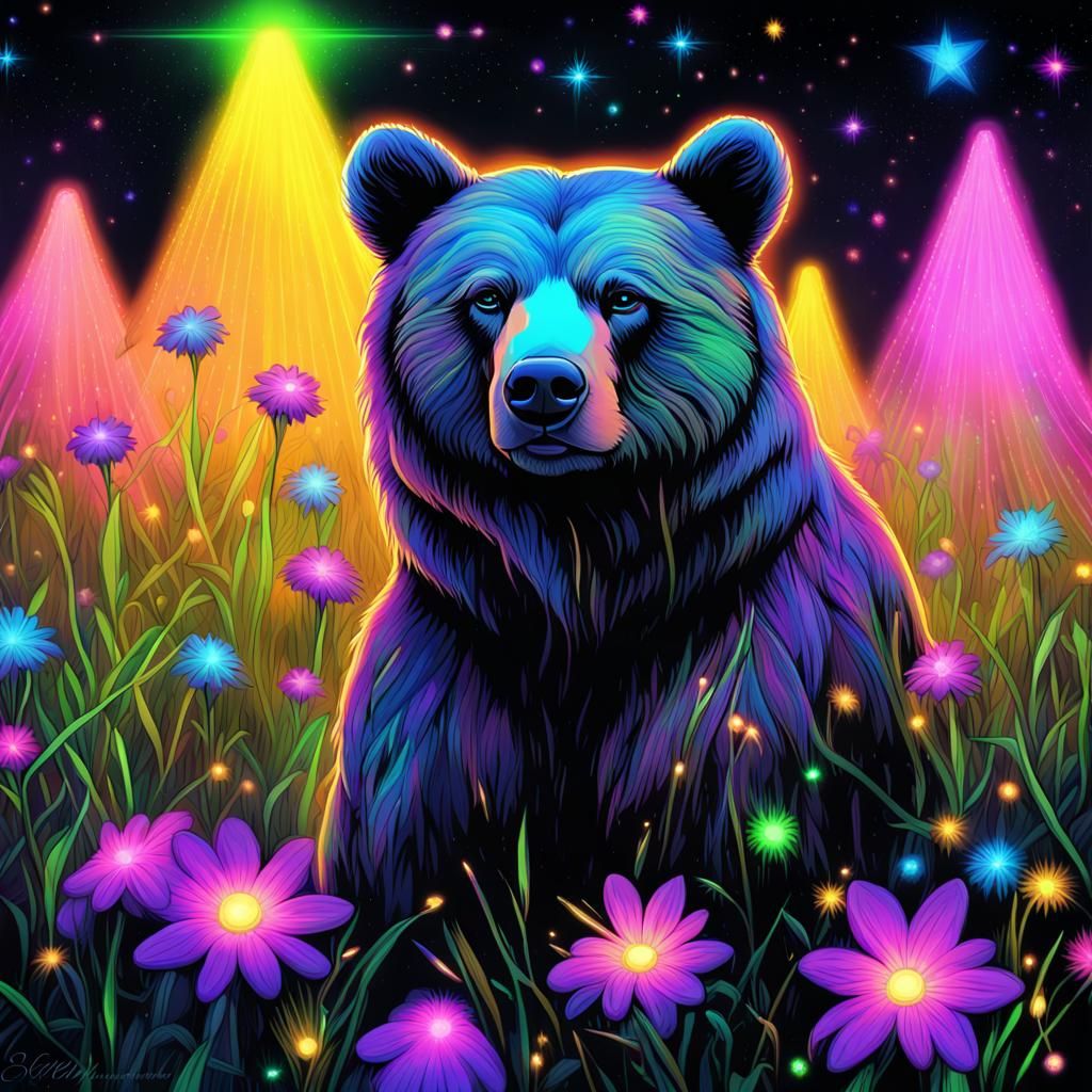 bear in the field of stars  by @undefined