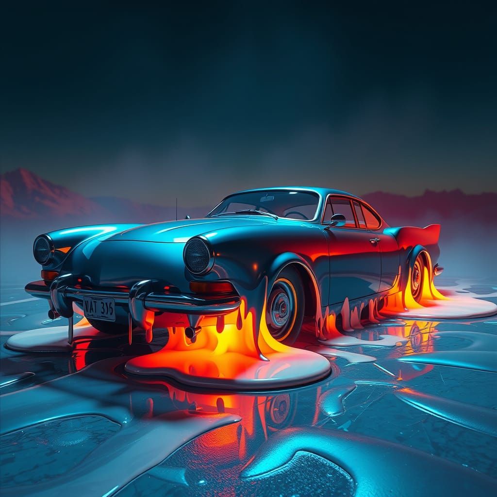 The Cars body is melting and dripping like wax  by @Amber Alder