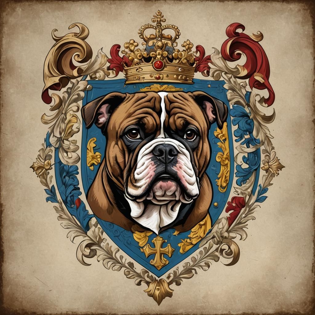 coat of arms English Bull dog Four quadrants courage kindness