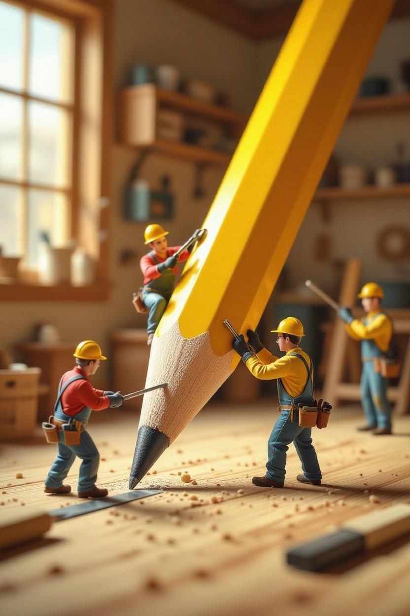 pencil and workers