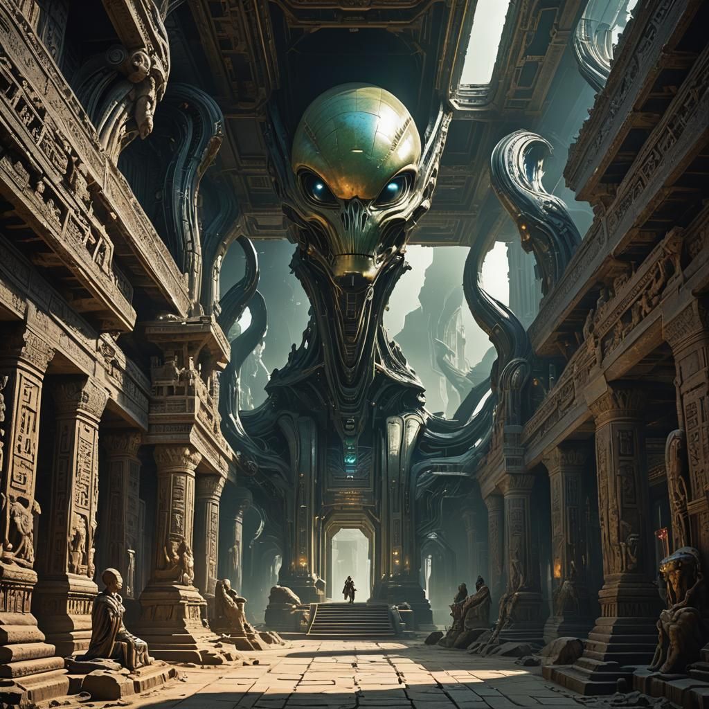 Can Artist AI show an alien temple?