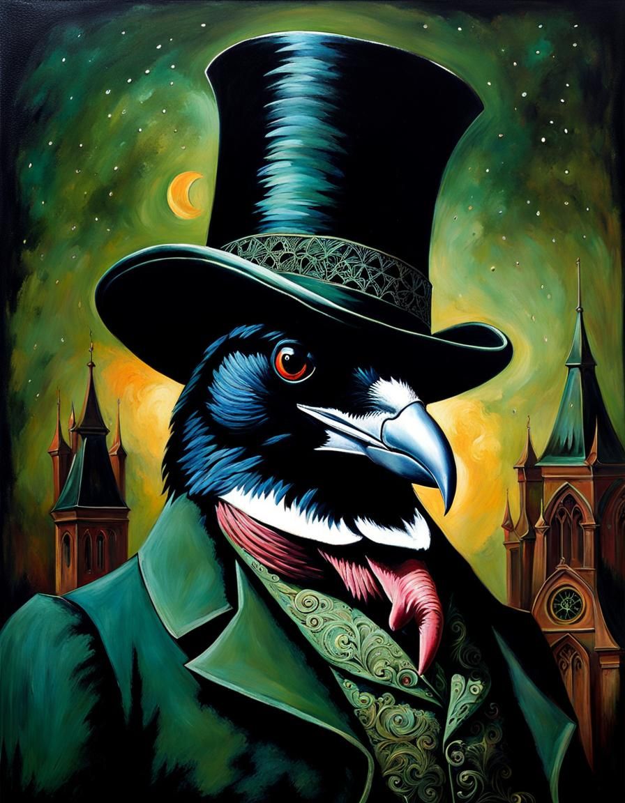 Gentleman Crow at the Cathedral - AI Generated Artwork - NightCafe Creator