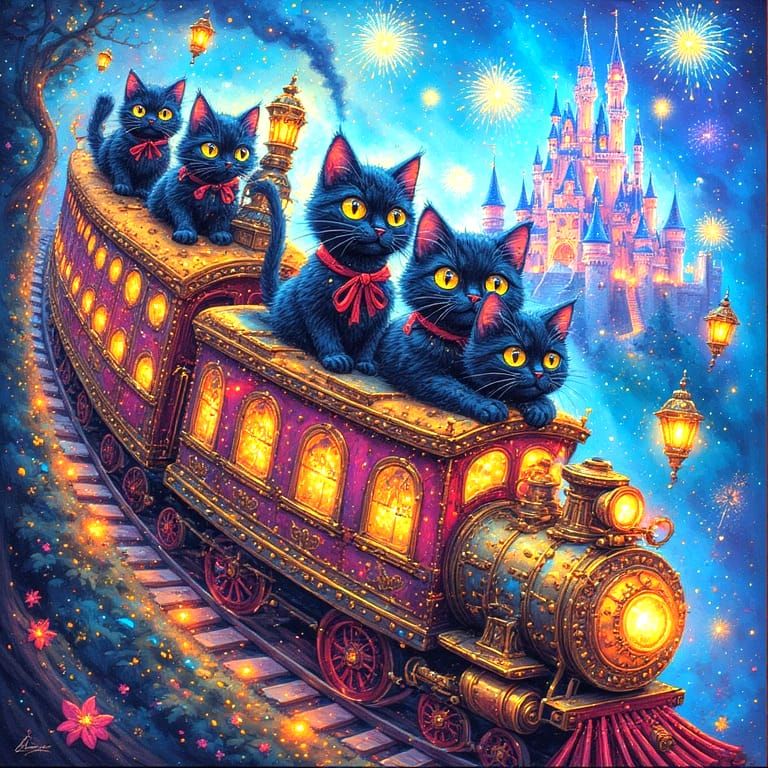 Black cats ride together