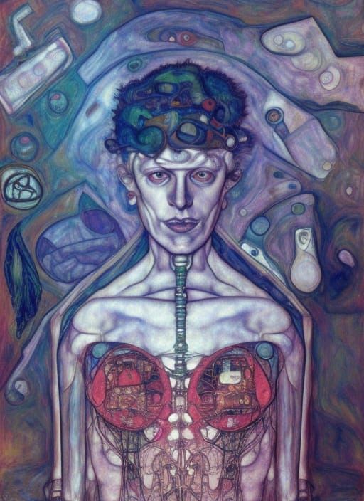 Dystopian Self-Aware Machines: Surreal Dreamlike Art