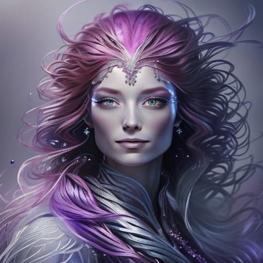 Crimson Queen in Ethereal Dreamscape with Ice Armor