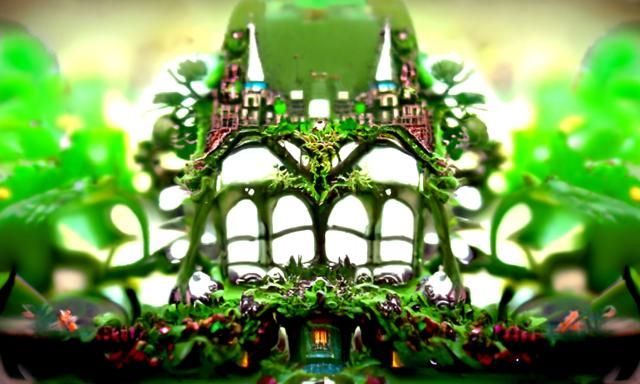 Overgrown city covered in vines and moss