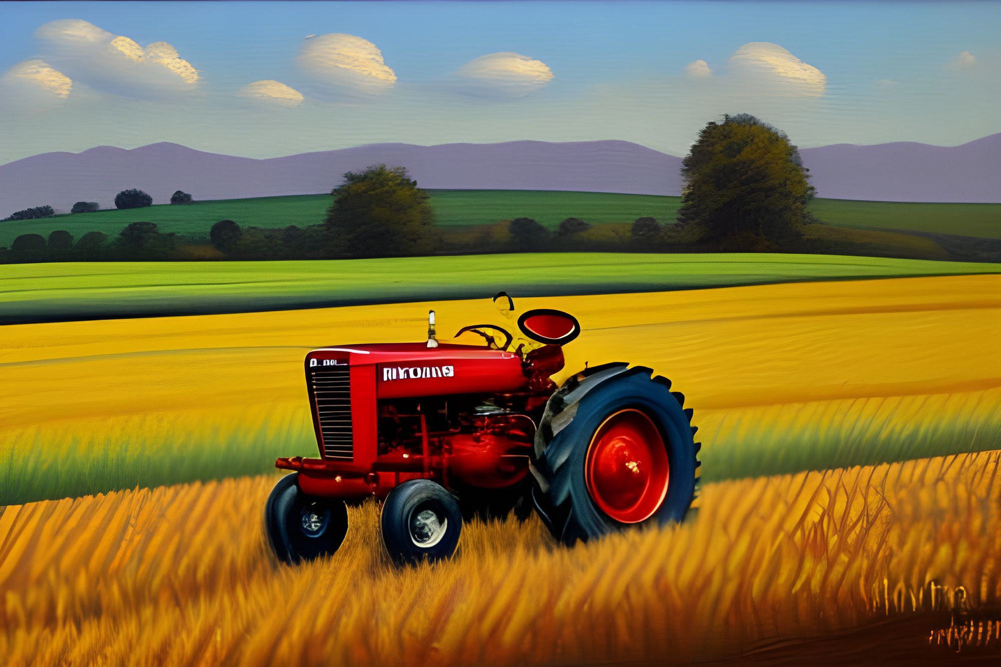 Shiny 1950 Farmall Tractor In A Crop Field Crepuscular Oil Painting   U5JvjrUUxaYnpySIRYgm  3  X0emp 8x 